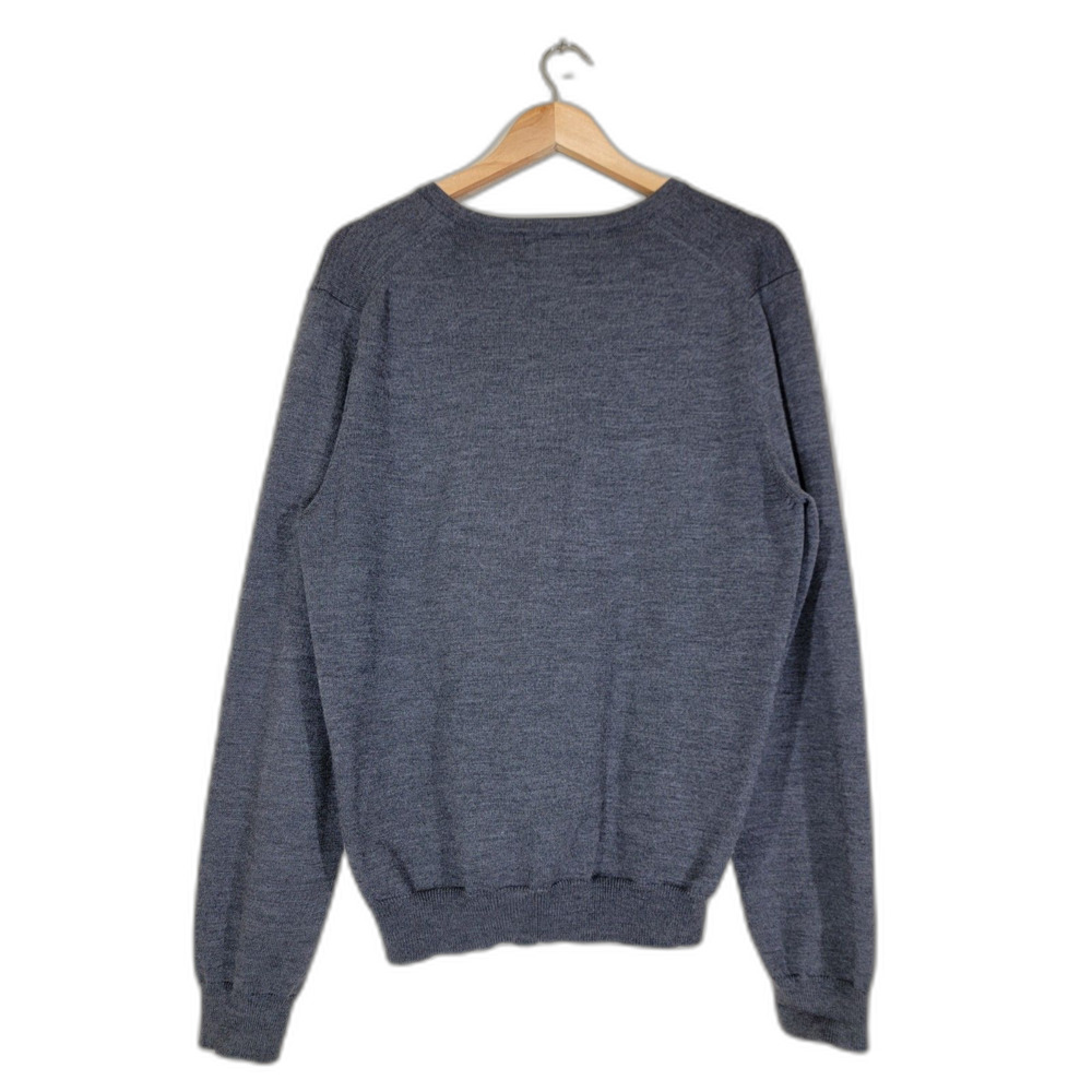 Men's Brooks Brothers Extra Fine Merino Wool Grey V-neck Pullover Sweater-Medium - Picture 2 of 6